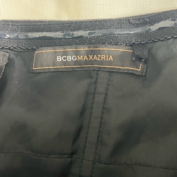 BCBG Maxazria Tiered Strapless Silk Bow Black Y2K Midi Dress Size Medium - Picture 8 of 14